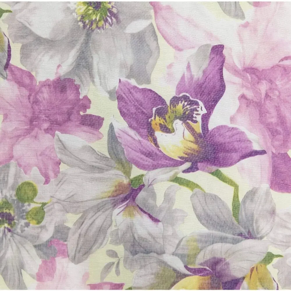 Floral Sheer Curtains 95” Purple French Country Rod Pocket 2 Panels Cottagecore